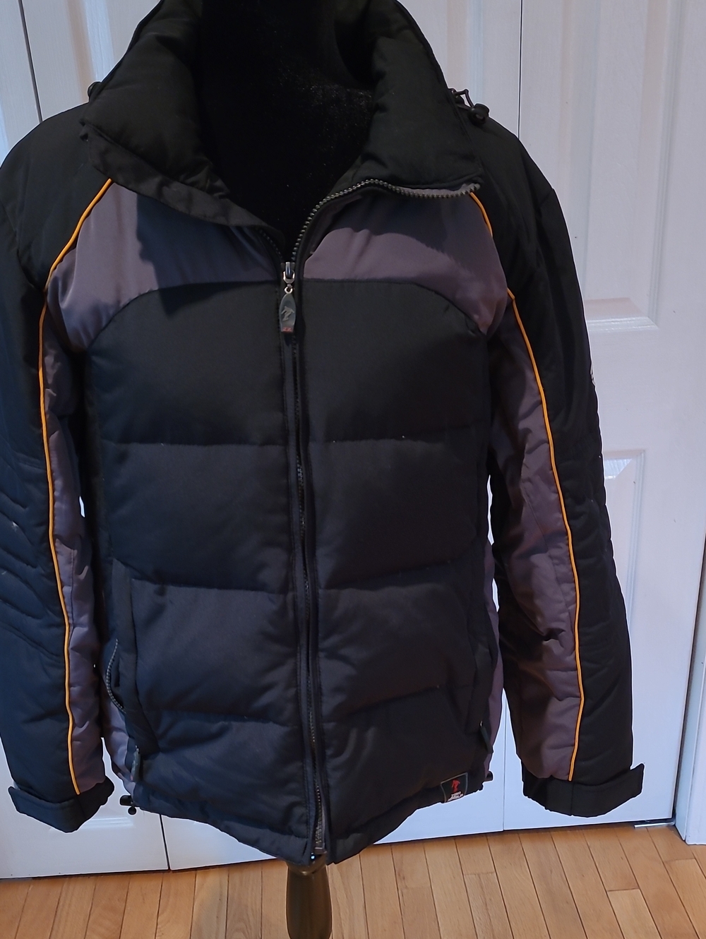 ZeroXposur Men's Black and Gray Puffer with Orange Piping